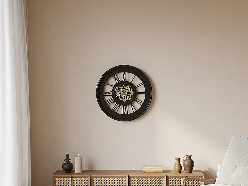 Relógio de parede industrial em metal e vidro D60 cm antracite - ASTORIA