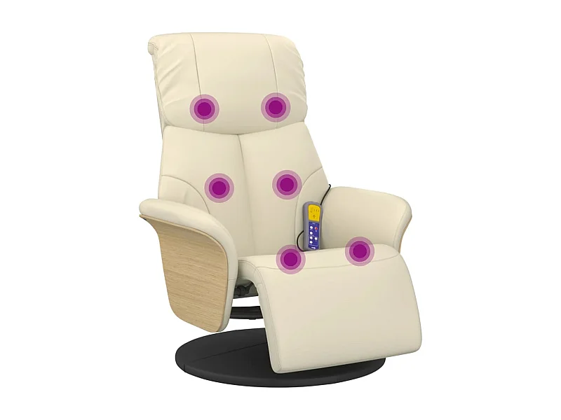 Cadeira massagens reclinável comapoio pés couro artificial creme SHL132072