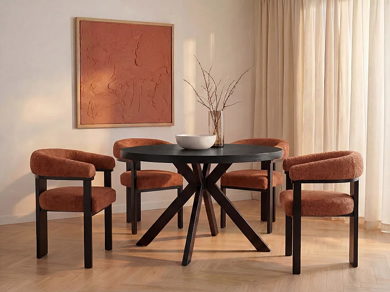 Mesa de jantar extensível 4 a 8 lugares em MDF e aço preto - KOMONI